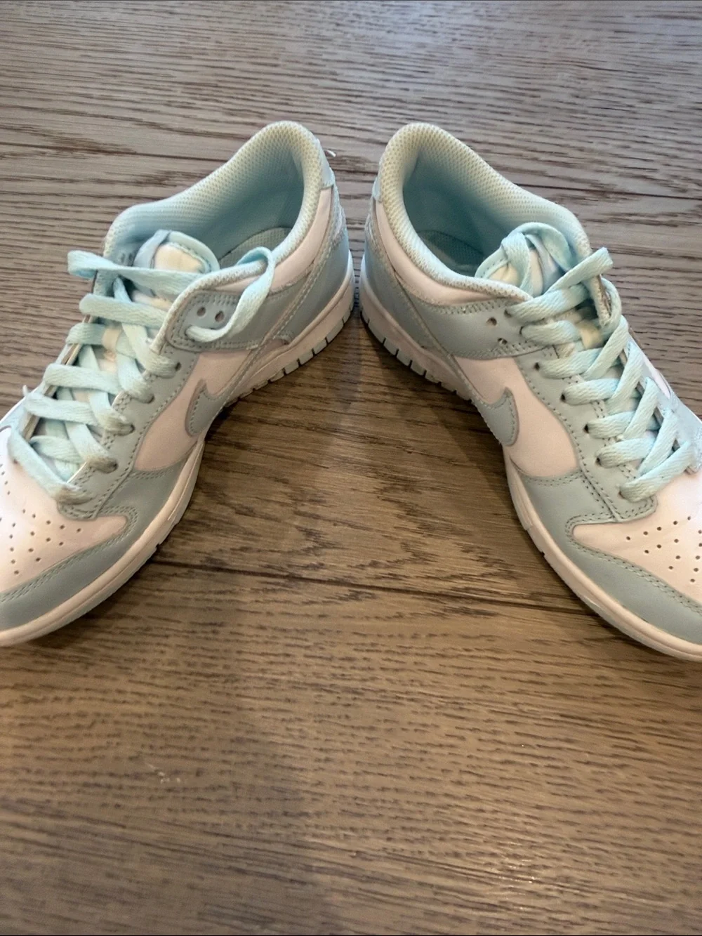 Nike Kids Low-Top Dunks Sneakers in Pale Blue and White